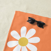 Retro Daisy Orange Aquamarin Weiß Gelb Personalisi Strandtuch (Beispiel)