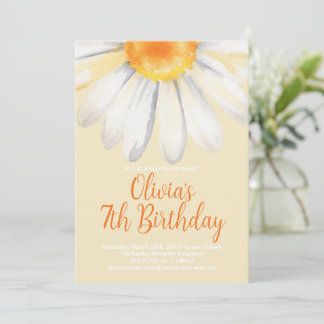 Retro Daisy Orange Girl Geburtstagsparty der 70er Einladung
