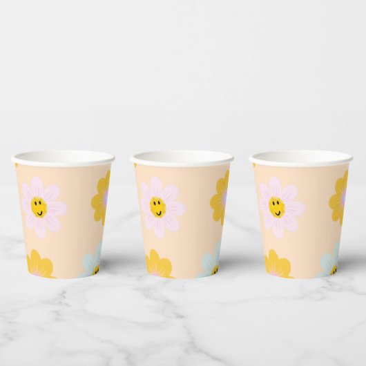 Retro Daisy Paper Cups Pappbecher (Multi)