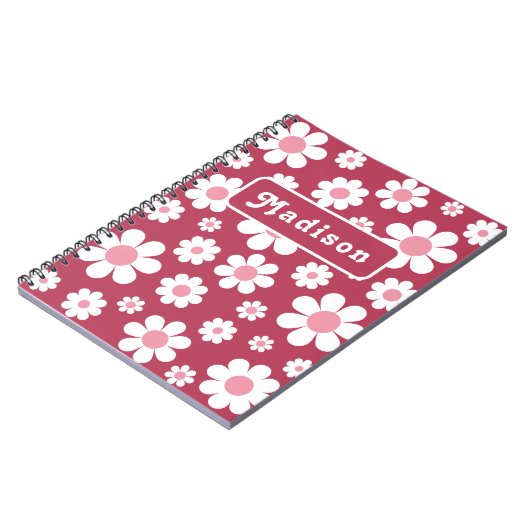 Retro Daisy Pattern Name Notizblock (Linke Seite)