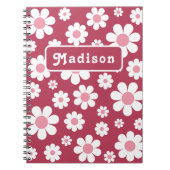 Retro Daisy Pattern Name Notizblock (Vorderseite)