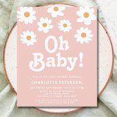 Retro Daisy Pink Baby Dusche Einladung