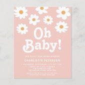 Retro Daisy Pink Baby Dusche Einladung (Vorderseite)