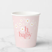 Retro Daisy Pink Baby Dusche Pappbecher (Vorderseite)