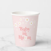 Retro Daisy Pink Baby Dusche Pappbecher (Vorderseite)