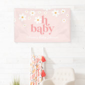 Retro Daisy Pink boho Baby Showbanner Banner (Insitu)