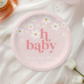 Retro Daisy Pink boho Babydusche Pappteller