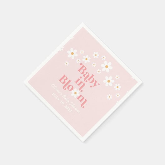 Retro Daisy Pink boho Babydusche Serviette (Ecke)