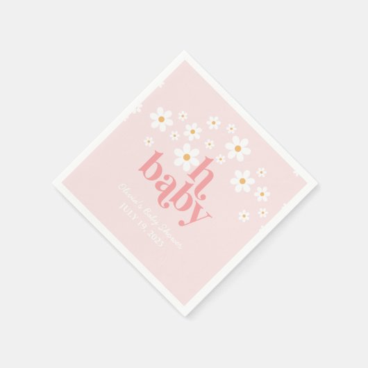 Retro Daisy Pink boho Babydusche Serviette (Ecke)