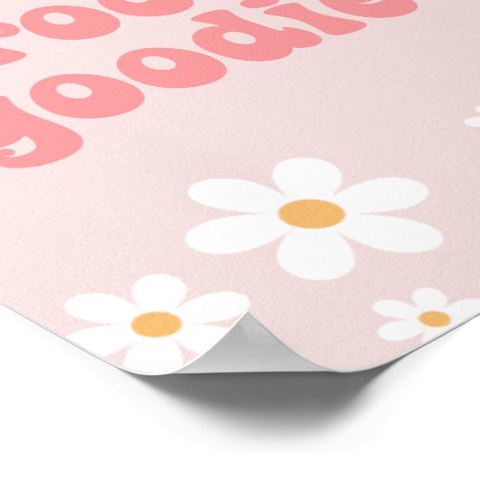 Retro Daisy Pink boho Groovy Goodies Party Sign Poster (Ecke)