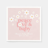 Retro Daisy Pink boho Peace Love Baby Shower Serviette (Vorderseite)