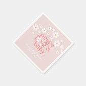 Retro Daisy Pink boho Peace Love Baby Shower Serviette (Ecke)