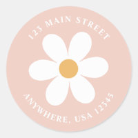 Retro daisy pink boho Rückadresse-Etikett