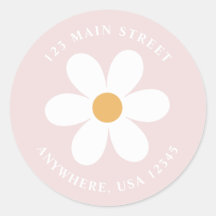 Retro daisy pink boho Rückadresse-Etikett