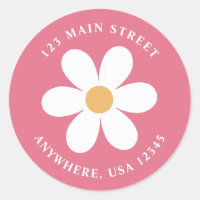 Retro daisy pink boho Rückadresse-Etikett
