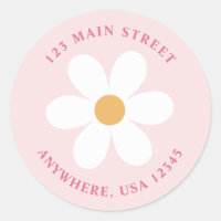 Retro daisy pink boho Rückadresse-Etikett
