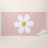 Retro Daisy Pink boho Strandtuch (Vorderseite)