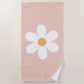 Retro Daisy Pink boho Strandtuch (Vorderseite)