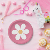 Retro Daisy Pink Classic Pappteller (Party)