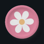 Retro Daisy Pink Classic Pappteller<br><div class="desc">Groovy Retro Sunshine Rainbow Daisy inspirierte den ersten Geburtstag.</div>