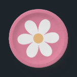 Retro Daisy Pink Classic Pappteller<br><div class="desc">Groovy Retro Sunshine Rainbow Daisy inspirierte den ersten Geburtstag.</div>