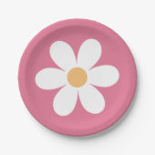 Retro Daisy Pink Classic Pappteller (Vorderseite)