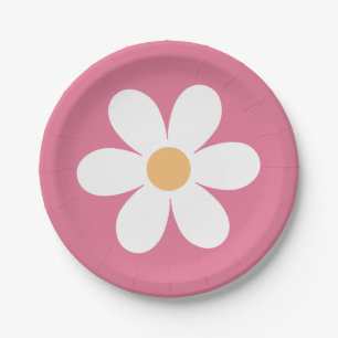 Retro Daisy Pink Classic Pappteller