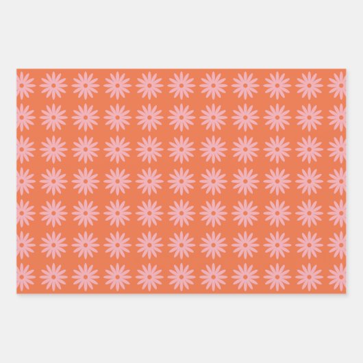 Retro Daisy Print Geschenkpapier Set (Vorderseite)