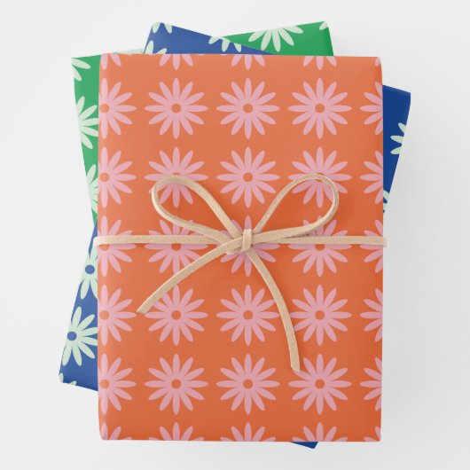 Retro Daisy Print Geschenkpapier Set (Beispiel)