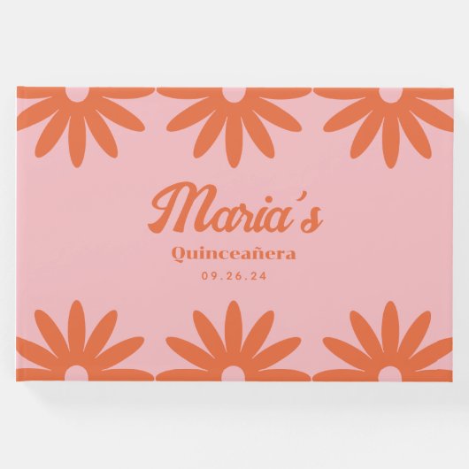 Retro Daisy Quinceanera Gästebuch (Vorderseite)