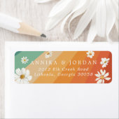 Retro Daisy Rainbow-Adressetikett (Insitu)