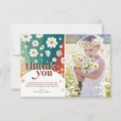 Retro Daisy Rainbow Birthday Vielen Dank Dankeskarte (Vorderseite)