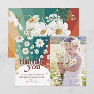 Retro Daisy Rainbow Birthday Vielen Dank Dankeskarte