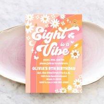 Retro-Daisy-Regenbogen-Geburtstagseinladung