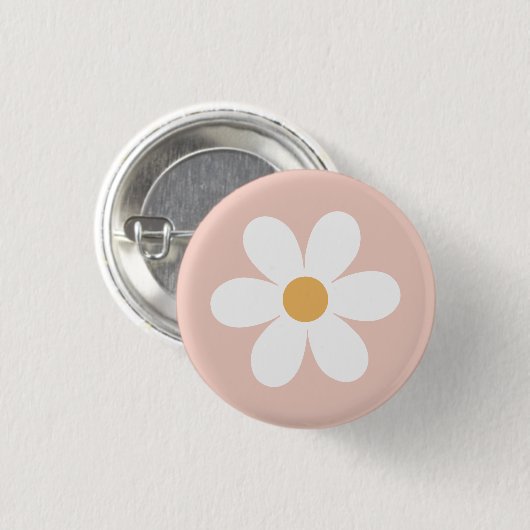 Retro daisy rosa boho button (Vorne & Hinten)