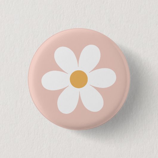Retro daisy rosa boho button (Vorderseite)