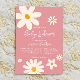 Retro daisy rosa boho wüstenartige Babydusche Einladung