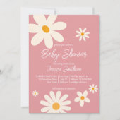 Retro daisy rosa boho wüstenartige Babydusche Einladung (Vorderseite)