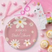 Retro daisy rosa boho wüstenrosa Brautparty Pappteller (Party)