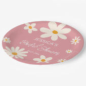 Retro daisy rosa boho wüstenrosa Brautparty Pappteller (Schrägansicht)