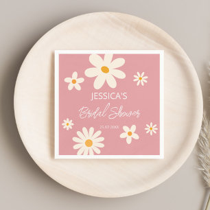 Retro daisy rosa boho wüstenrosa Brautparty Serviette