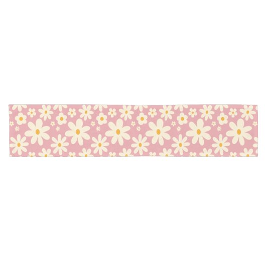 Retro daisy rosa boho wüstenrosa kurzer tischläufer (Horizontal)