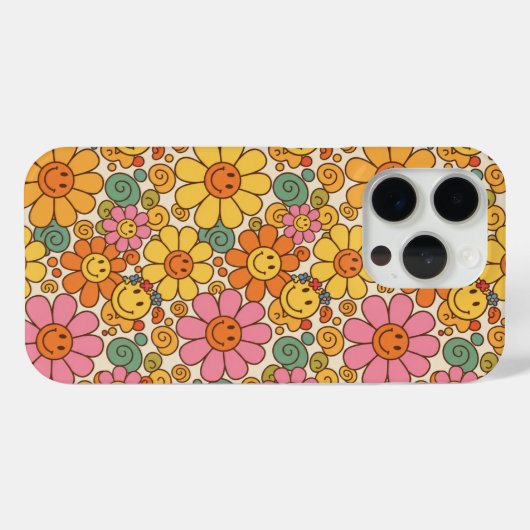 Retro Daisy Smile Pattern Case-Mate iPhone Hülle (Rückseite (Horizontal))