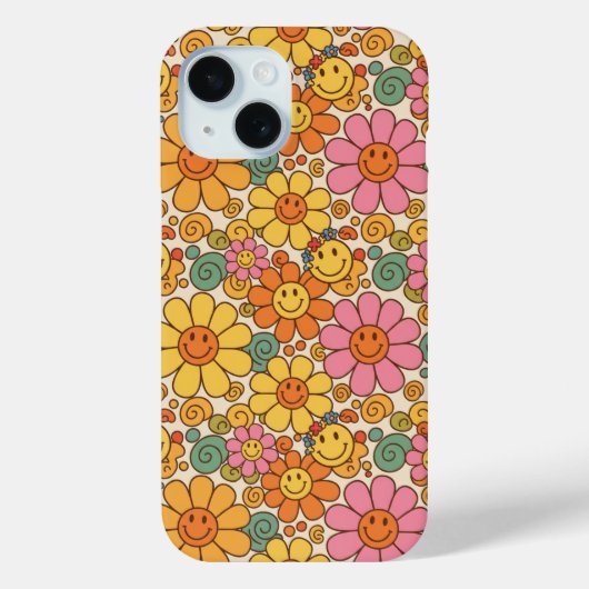 Retro Daisy Smile Pattern Case-Mate iPhone Hülle (Rückseite)