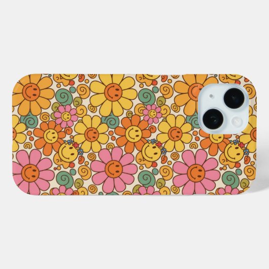 Retro Daisy Smile Pattern Case-Mate iPhone Hülle (Rückseite (Horizontal))