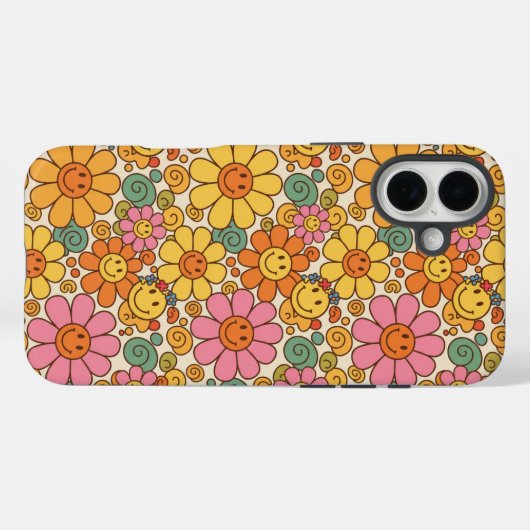 Retro Daisy Smile Pattern Case-Mate iPhone Hülle (Rückseite (Horizontal))