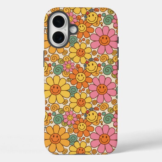 Retro Daisy Smile Pattern Case-Mate iPhone Hülle (Rückseite)