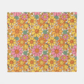 Retro Daisy Smile Pattern Fleecedecke (Vorderseite (Horizontal))