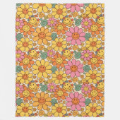 Retro Daisy Smile Pattern Fleecedecke (Vorderseite)