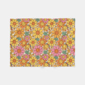 Retro Daisy Smile Pattern Fleecedecke (Vorderseite (Horizontal))